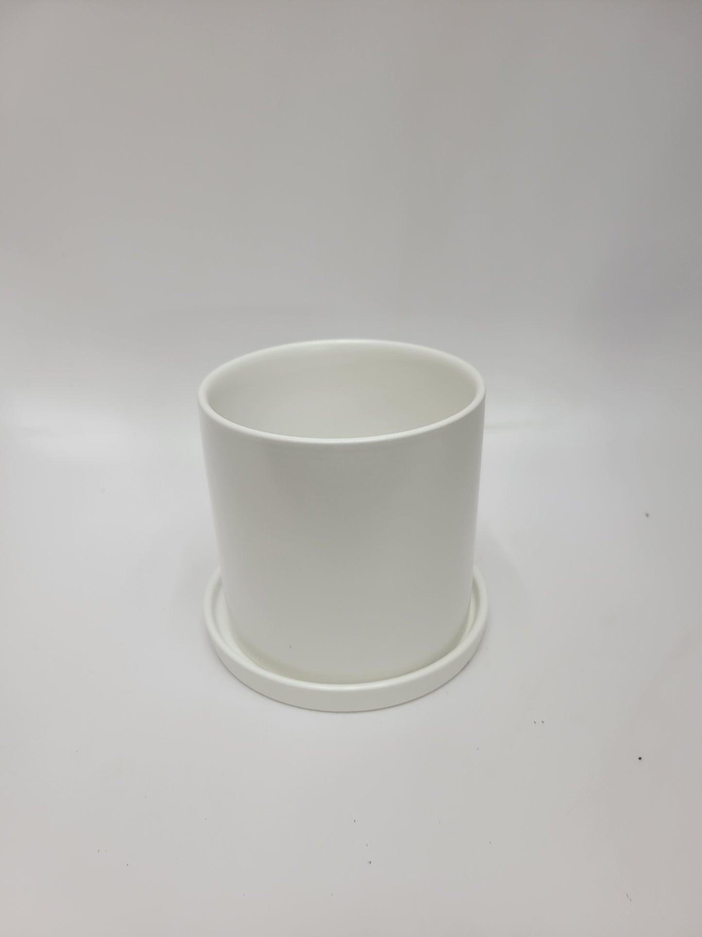 Pot 4" White with Ceramic Dish