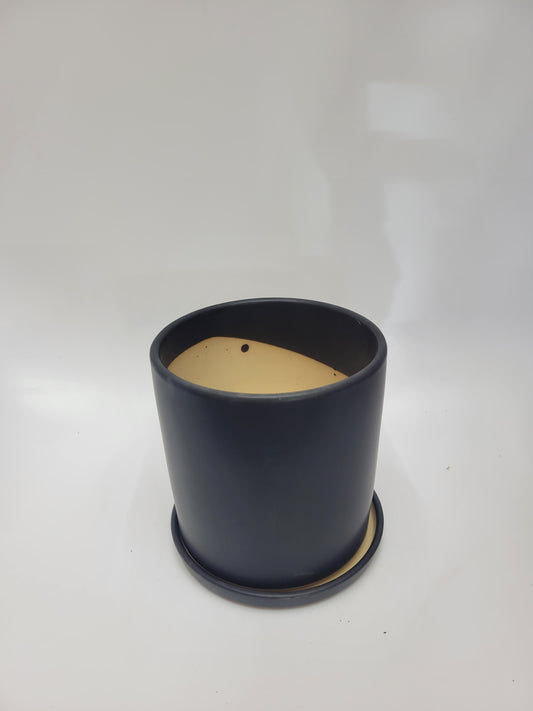 Pot 6" Black Ceramic with dish